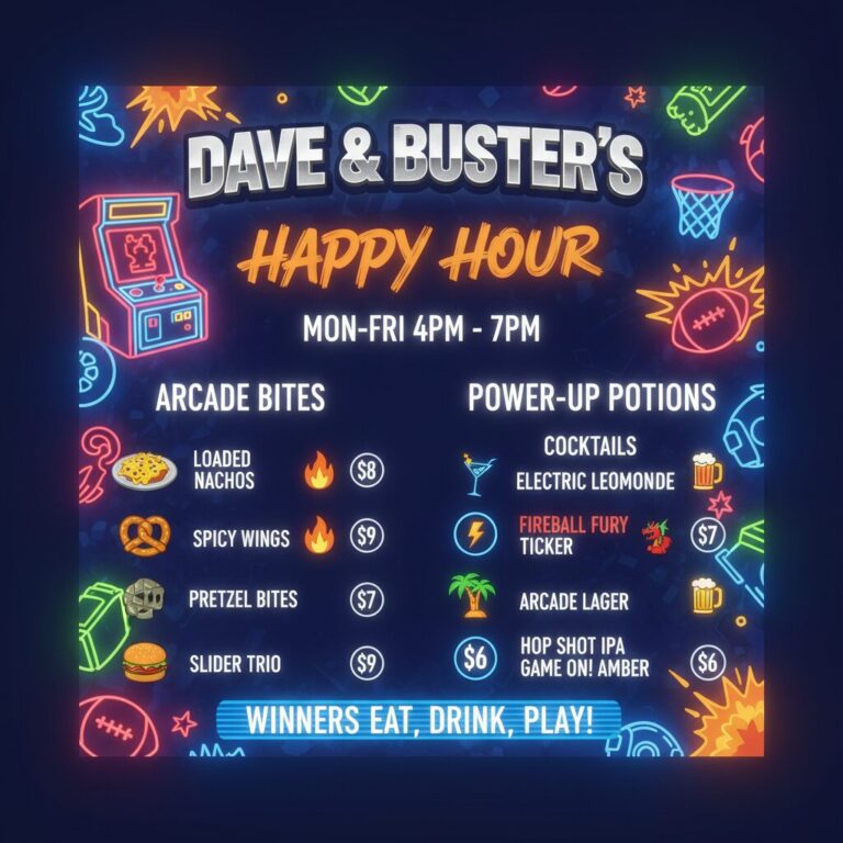 dave and buster's happy hour menu